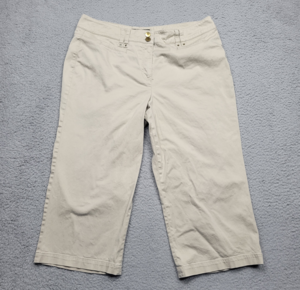 Larry Levine Pants Womens ' 14 Stretch Tan Beige Chino Capri 33x19*